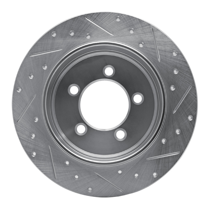 Ford Explorer Sport Trac Brake Rotor (1) - Rear Left - R1 Concepts - Drilled & Slotted - Silver - `02-`10